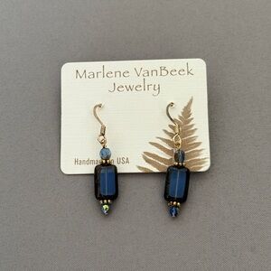 Blue and Gold Dangle Earrings